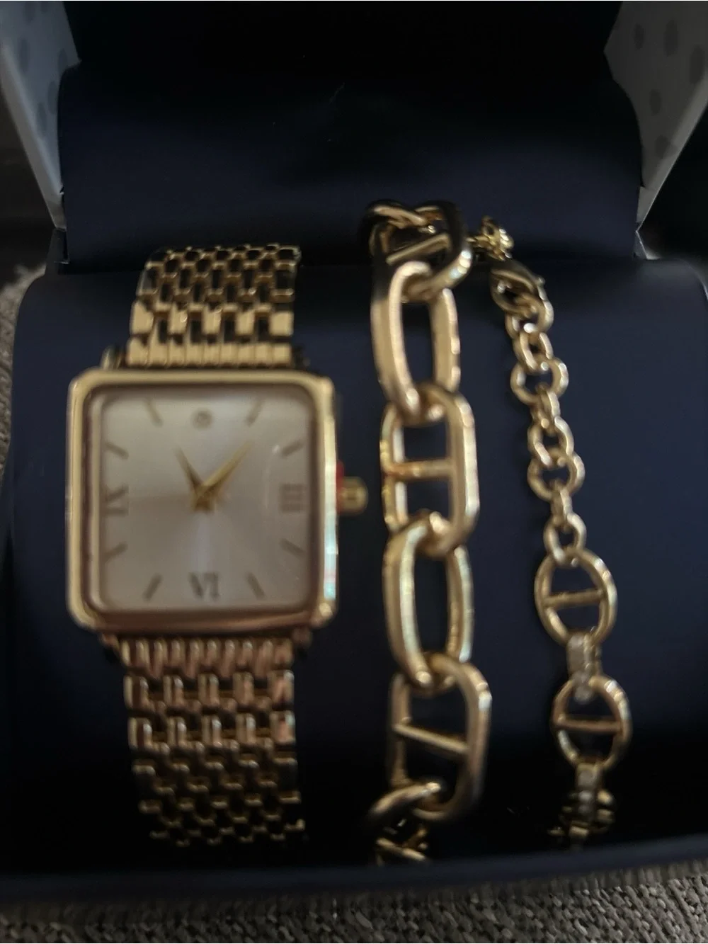 Bon Voyage Gold-Tone Women’s Watch and Bracelet Set